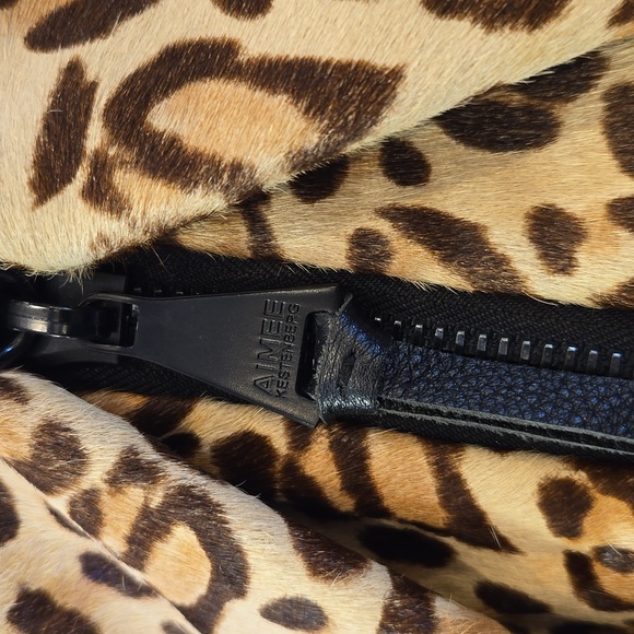 Aimee Kestenberg Calf Fur Black Animal leopard print backpack Leather Purse HOT - Picture 2 of 15